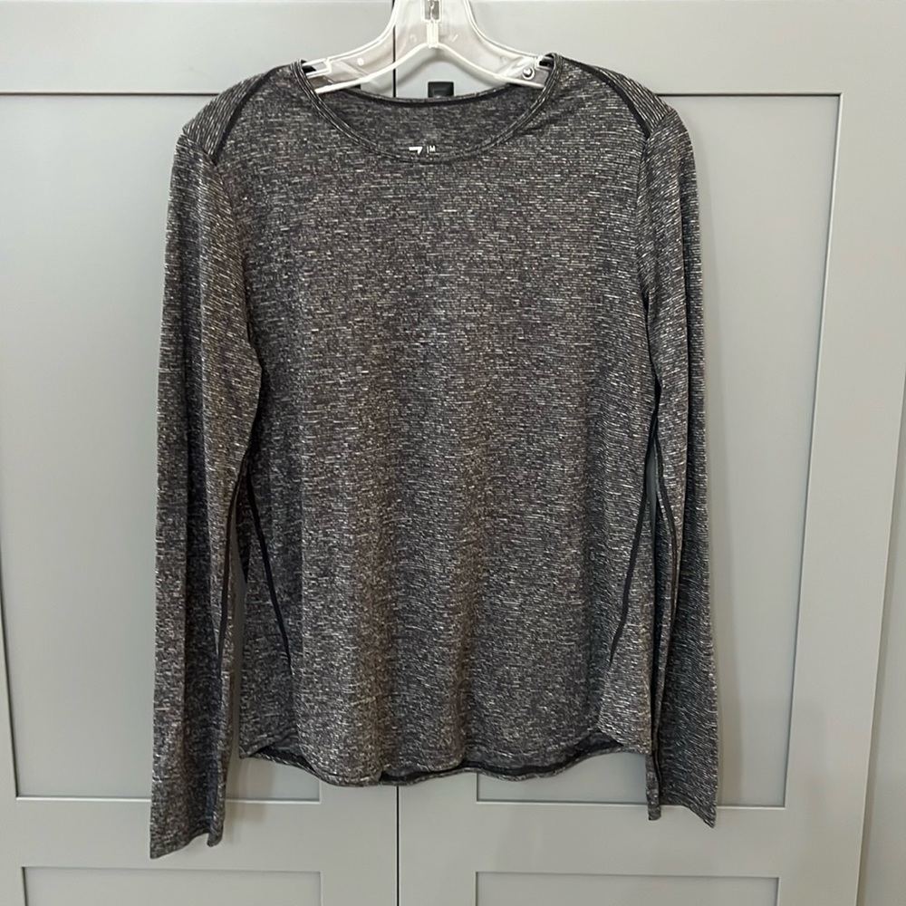 {Z by Zella}Sz M Blk/Whte Heather Long Sleeve Workout Top